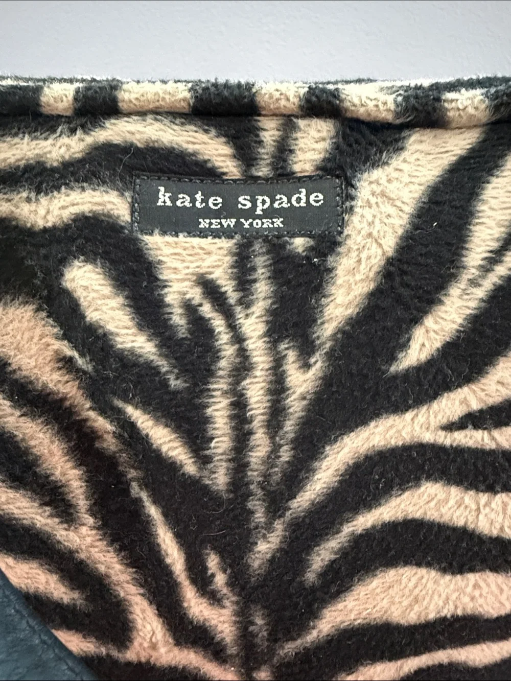 Vintage kate spade Zebra-Print Faux Fur Bag - Black & Cream
